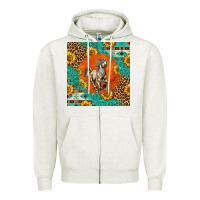 Oatmeal Heather western percheron horse Zipper Hoodie - LillyAllenDesigns