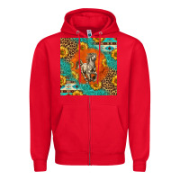 Red western percheron horse Zipper Hoodie - LillyAllenDesigns
