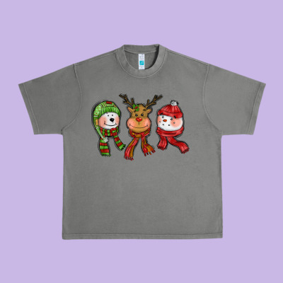 Christmas Reindeer Polar Bear Snowman Urban Heavy Tee Designed By Cowgirlartshop