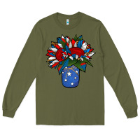 Army Green Patriotic Sunflower in a Jar Long Sleeve Tee - Jasminsmagicworld
