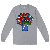 Heather Grey Patriotic Sunflower in a Jar Long Sleeve Tee - Jasminsmagicworld