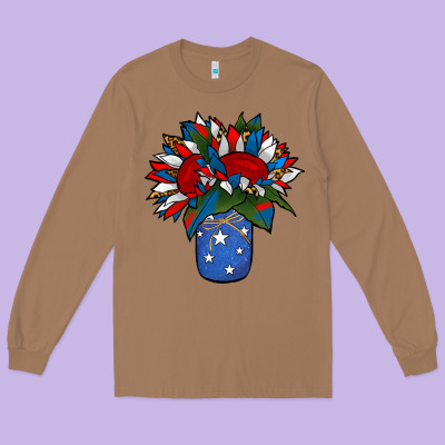 Patriotic Sunflower In A Jar Long Sleeve Tee Designed By Jasminsmagicworld