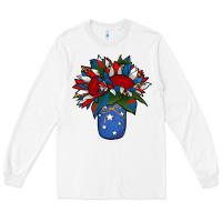 White Patriotic Sunflower in a Jar Long Sleeve Tee - Jasminsmagicworld