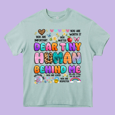 Dear Tiny Human Behind Me Heavy Core Tee Designed By Artiststas