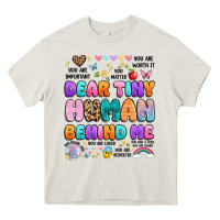 Cream dear tiny human behind me Heavy Core Tee - Artiststas