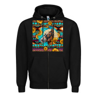 Black Haflinger Horse Aztec Zipper Hoodie - LillyAllenDesigns