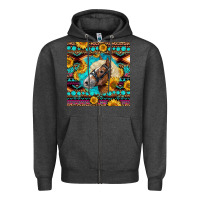 Charcoal Heather Haflinger Horse Aztec Zipper Hoodie - LillyAllenDesigns