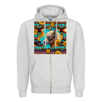 Dove Grey Haflinger Horse Aztec Zipper Hoodie - LillyAllenDesigns