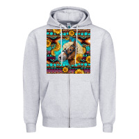 Heather Grey Haflinger Horse Aztec Zipper Hoodie - LillyAllenDesigns