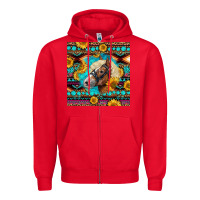 Red Haflinger Horse Aztec Zipper Hoodie - LillyAllenDesigns