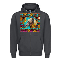 Smoke Haflinger Horse Aztec Zipper Hoodie - LillyAllenDesigns