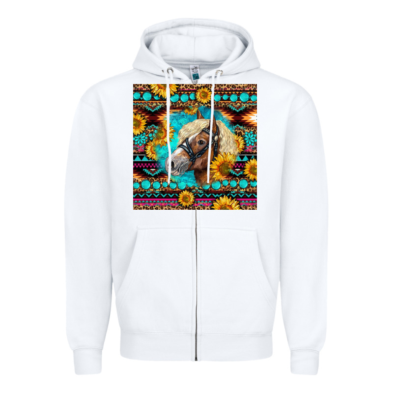Haflinger Horse Aztec Zipper Hoodie by LillyAllenDesigns | Teevron