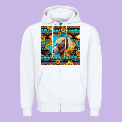 Haflinger Horse Aztec Zipper Hoodie Designed By Lillyallendesigns