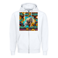 White Haflinger Horse Aztec Zipper Hoodie - LillyAllenDesigns