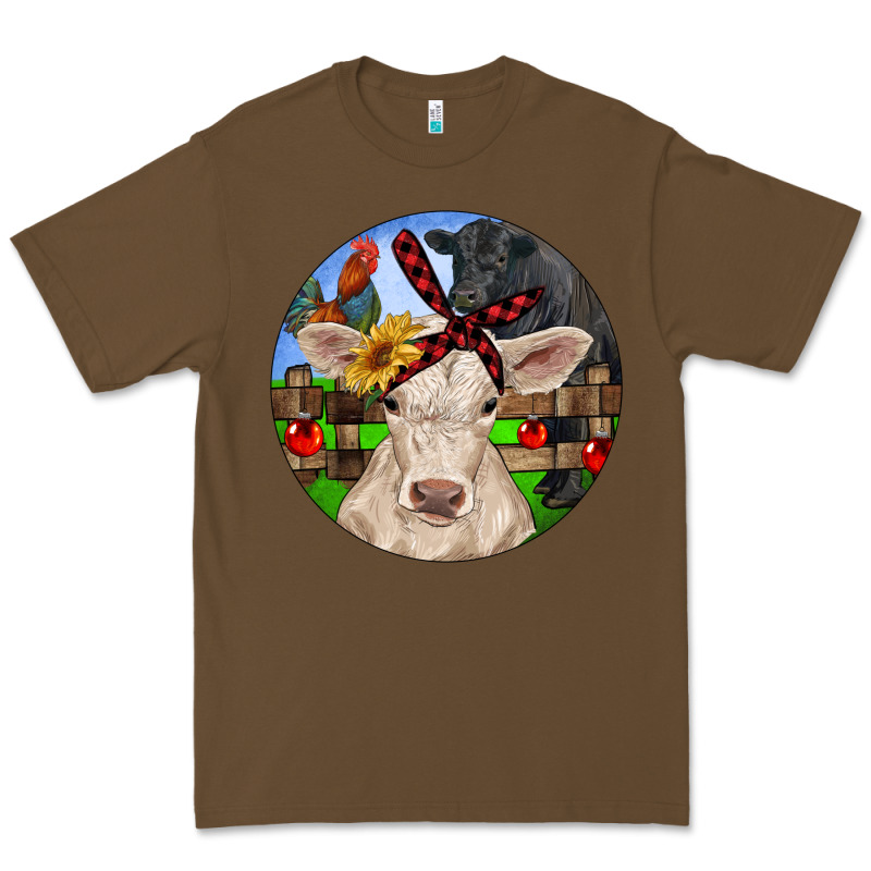 Christmas Charolais Calf Black Angus Bull And Roos Premium Tee by RanaPortraitStore | Teevron