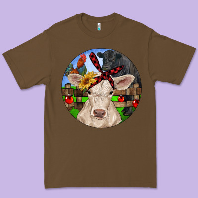 Christmas Charolais Calf Black Angus Bull And Roos Premium Tee Designed By Ranaportraitstore