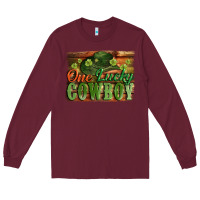 Burgundy One lucky Cowboy St. Patrick's Day Long Sleeve Tee - CowGirlArtShop