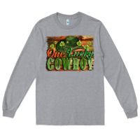 Heather Grey One lucky Cowboy St. Patrick's Day Long Sleeve Tee - CowGirlArtShop