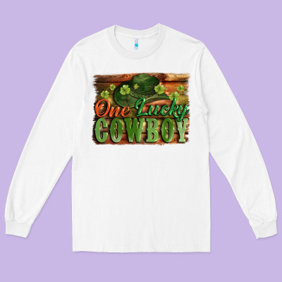 One Lucky Cowboy St. Patrick's Day Long Sleeve Tee Designed By Cowgirlartshop