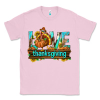Bubblegum Pink Love Thanksgiving with Turkey Classic Tee - texasbilliewilder