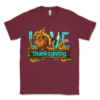 Burgundy Love Thanksgiving with Turkey Classic Tee - texasbilliewilder