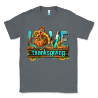 Charcoal Heather Love Thanksgiving with Turkey Classic Tee - texasbilliewilder