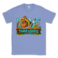 Colony Blue Love Thanksgiving with Turkey Classic Tee - texasbilliewilder