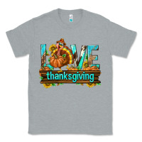 Heather Grey Love Thanksgiving with Turkey Classic Tee - texasbilliewilder