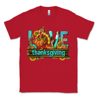 Red Love Thanksgiving with Turkey Classic Tee - texasbilliewilder