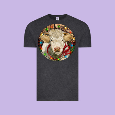 Charolais Heifer Christmas Vintage Tee Designed By Ranaportraitstore