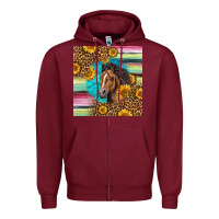 Burgundy quarter horse aztec pattern Zipper Hoodie - LillyAllenDesigns