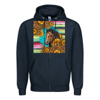 Navy quarter horse aztec pattern Zipper Hoodie - LillyAllenDesigns