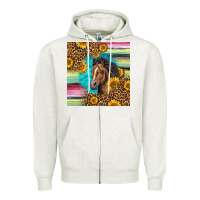 Oatmeal Heather quarter horse aztec pattern Zipper Hoodie - LillyAllenDesigns