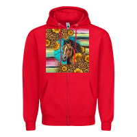 Red quarter horse aztec pattern Zipper Hoodie - LillyAllenDesigns