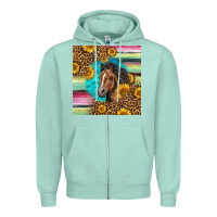 Seafoam quarter horse aztec pattern Zipper Hoodie - LillyAllenDesigns