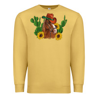Antique Gold western horse cowboy hat cactus sunflowers Premium Sweatshirt - Artiststas