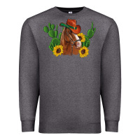 Charcoal Heather western horse cowboy hat cactus sunflowers Premium Sweatshirt - Artiststas