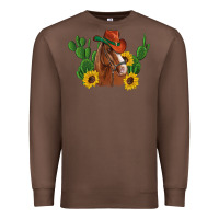 Chestnut western horse cowboy hat cactus sunflowers Premium Sweatshirt - Artiststas