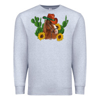 Heather Grey western horse cowboy hat cactus sunflowers Premium Sweatshirt - Artiststas