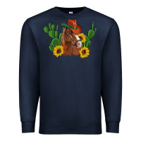 Navy western horse cowboy hat cactus sunflowers Premium Sweatshirt - Artiststas