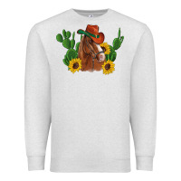 Oatmeal Heather western horse cowboy hat cactus sunflowers Premium Sweatshirt - Artiststas