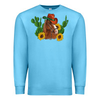 Ocean Blue western horse cowboy hat cactus sunflowers Premium Sweatshirt - Artiststas