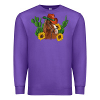 Purple western horse cowboy hat cactus sunflowers Premium Sweatshirt - Artiststas