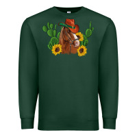 Sports Green western horse cowboy hat cactus sunflowers Premium Sweatshirt - Artiststas