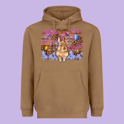Easter Bunny Egg Leopard Background Heavyweight Hoodie Designed By Artiststas