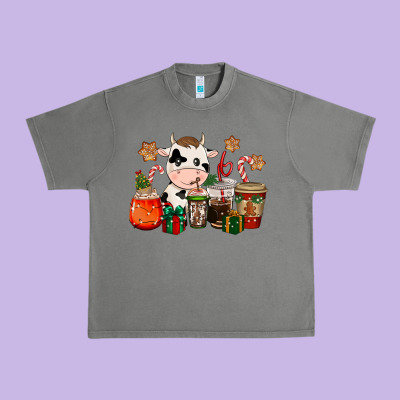 Cow Coffee Cups Christmas Urban Heavy Tee Designed By Cowgirlartshop