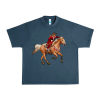 Midnight Navy Western Christmas Cowgirl On The Horse Urban Heavy Tee - RanaPortraitStore