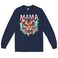 Navy Mama tiger lightning bolt Long Sleeve Tee - HowdyJamesFarm