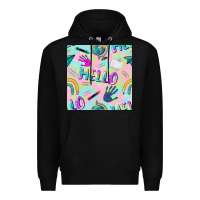 Black hello kindergarten seamless pattern Premium Hoodie - BundleAndBundleShop