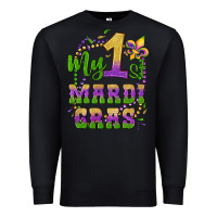 Black my first mardi gras glitter fleur de lis Premium Sweatshirt - Artiststas